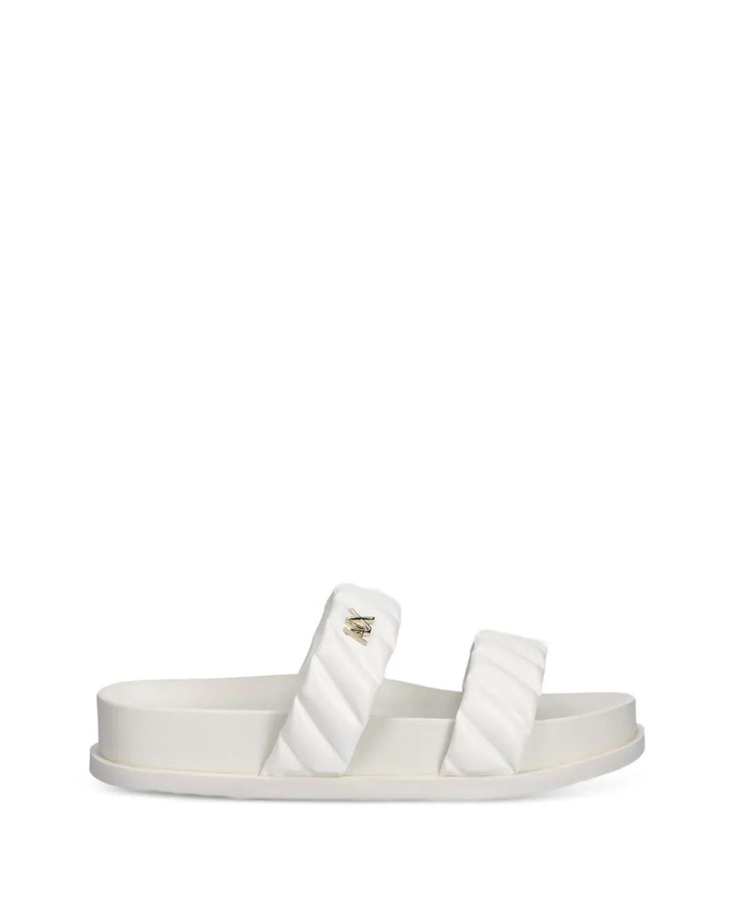 ARMANI EXCHANGE White Quilted Double-Strap Slides