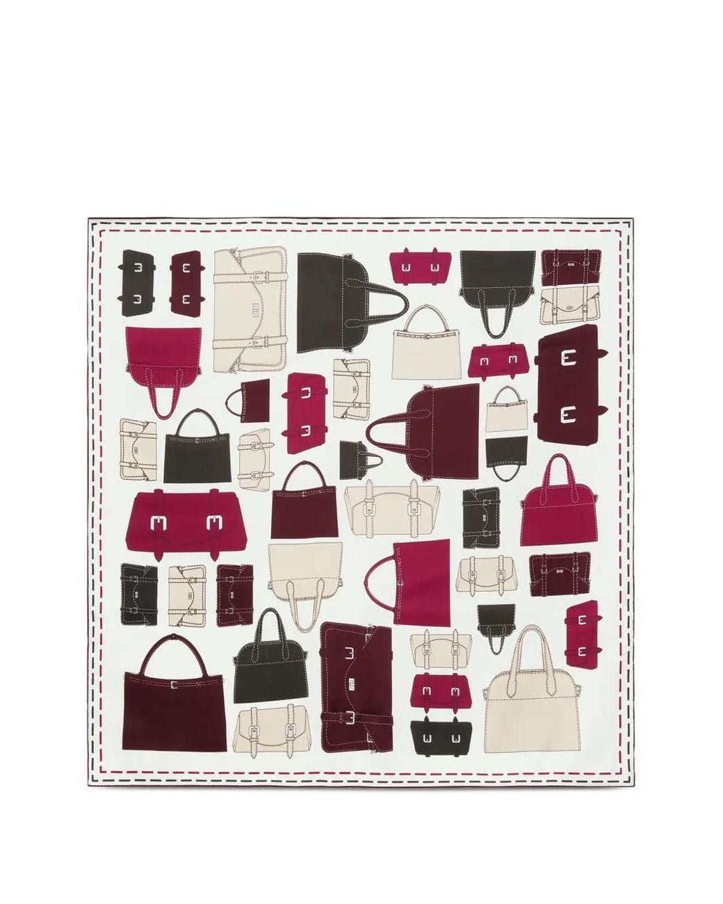 POTAMY Red Bag-Print Silk Scarf