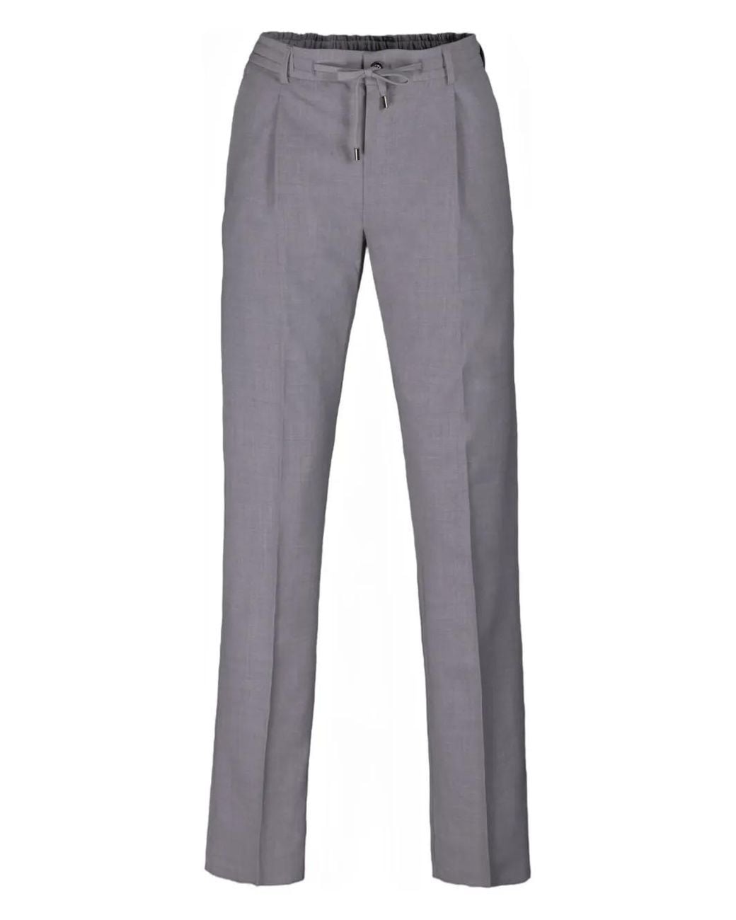 Moorer Gray Drawstring Straight-Leg Trousers for men