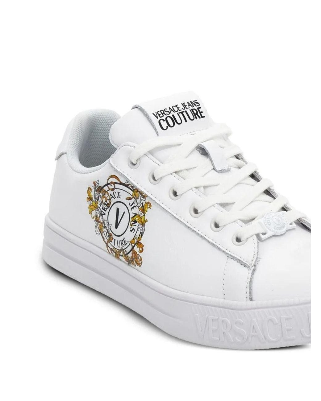 Versace Jeans Couture White Logo-Print Sneakers