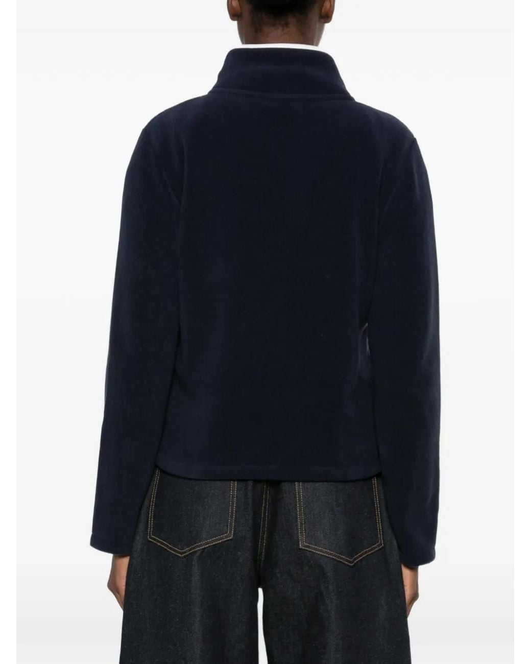 Sporty & Rich Blue Ezia Logo-Embroidered Fleece Sweatshirt