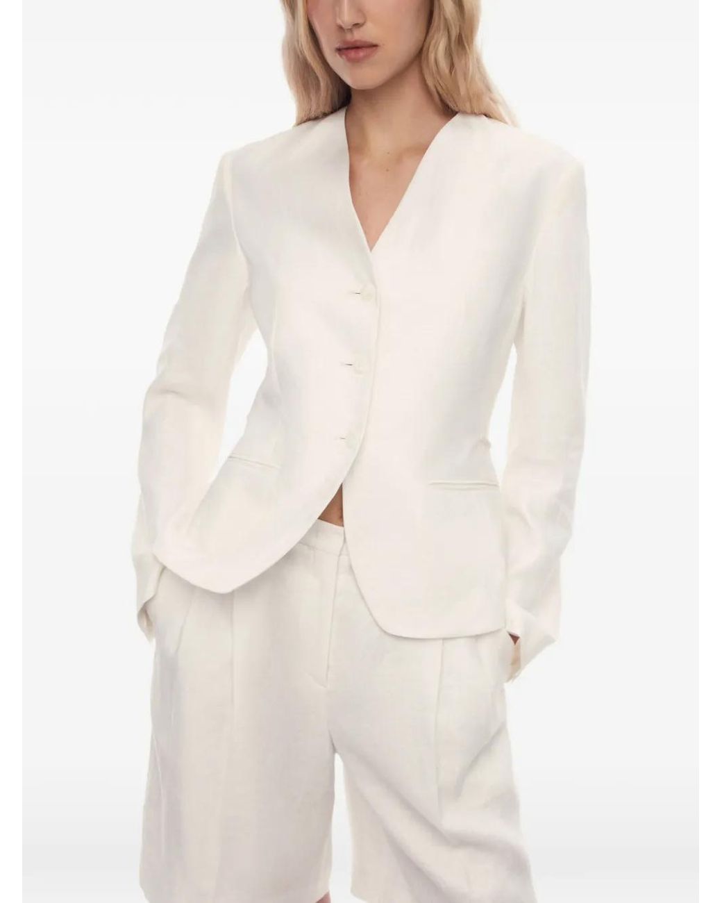 12 STOREEZ White Aurelia V-Neck Jacket