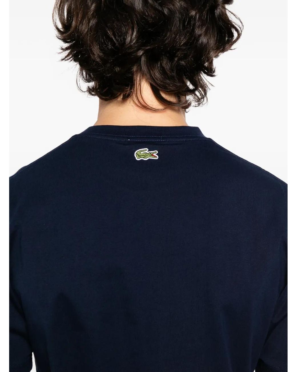 Lacoste Blue Embossed Branding Jersey T-Shirt