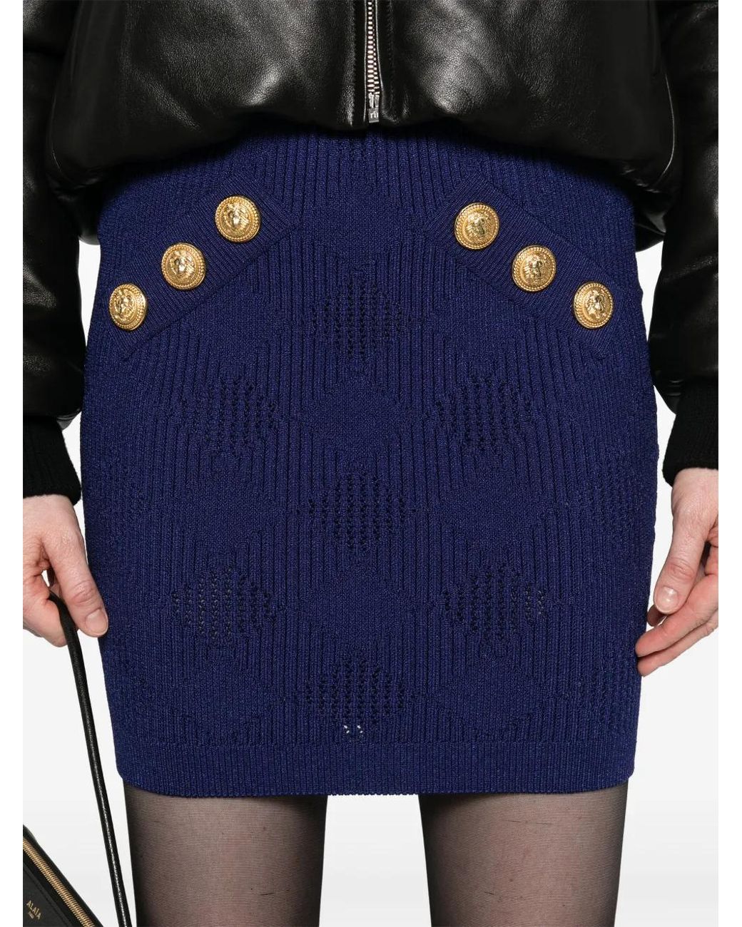Balmain Gebreide Mini-Rok in het Blue