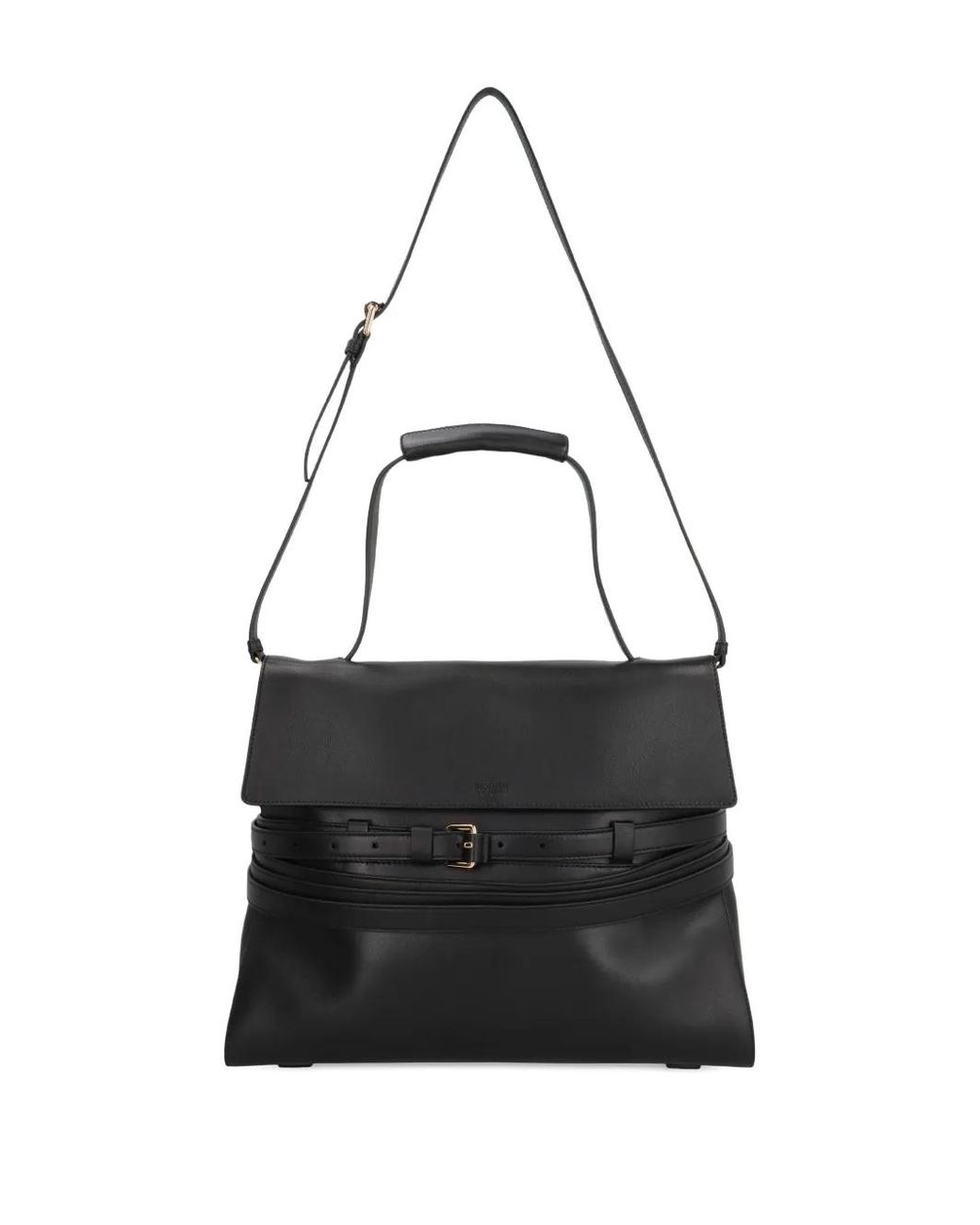 Moschino Black Tie Me Belted Leather Tote Bag
