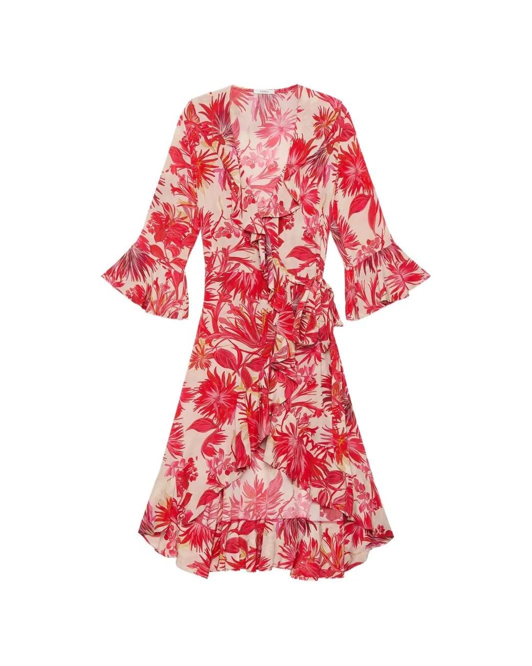 Maliparmi Red Robe Mi-Longue À Fleurs