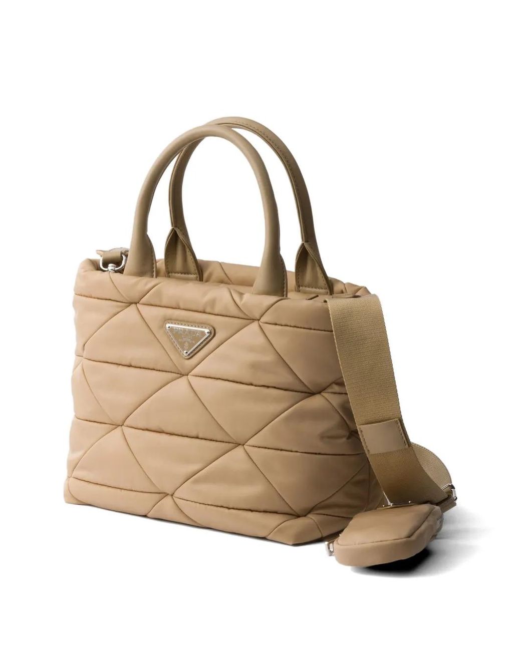 Prada Natural Small Padded Re-Nylon Tote