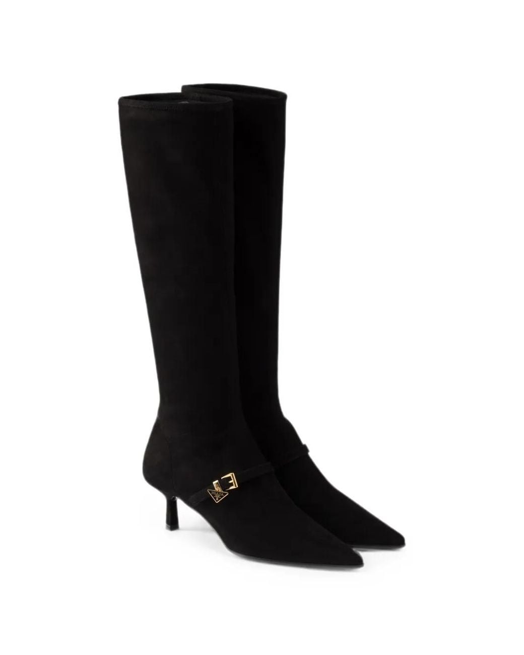 Prada Black Stretch Suede Boots