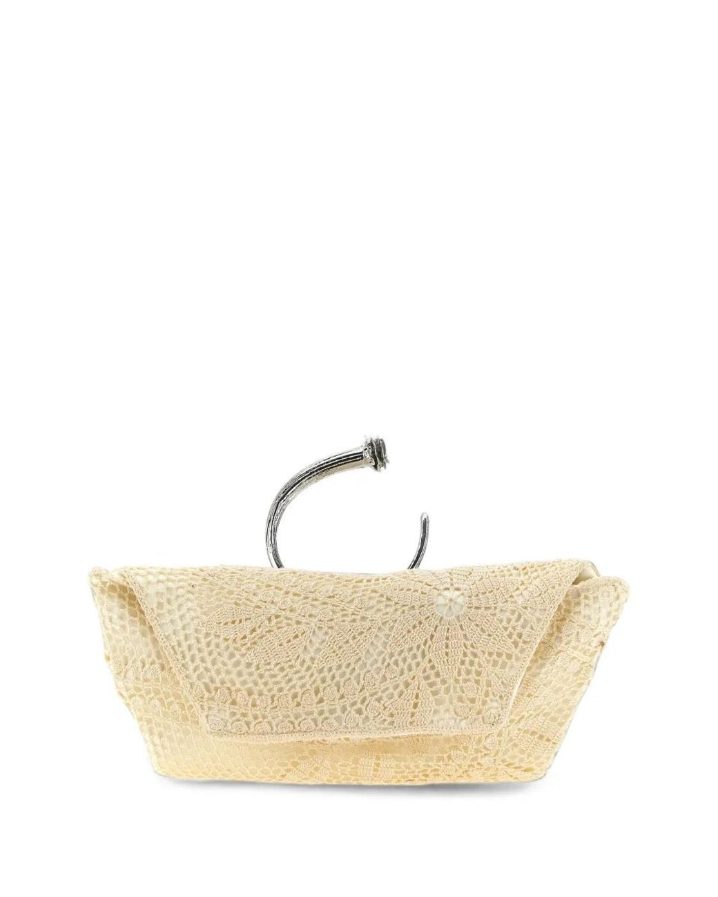 Magda Butrym Natural Bracelet Crochet Sculptural-Handle Clutch Bag
