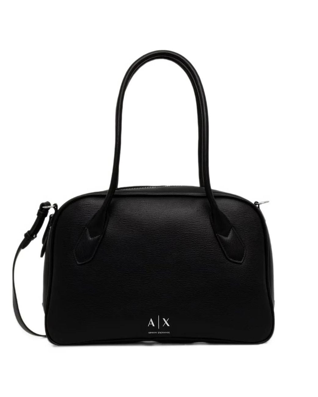 Pebbeld ARMANI EXCHANGE Logo-Print Pebbled-Effect Tote Bag in Black | Lyst