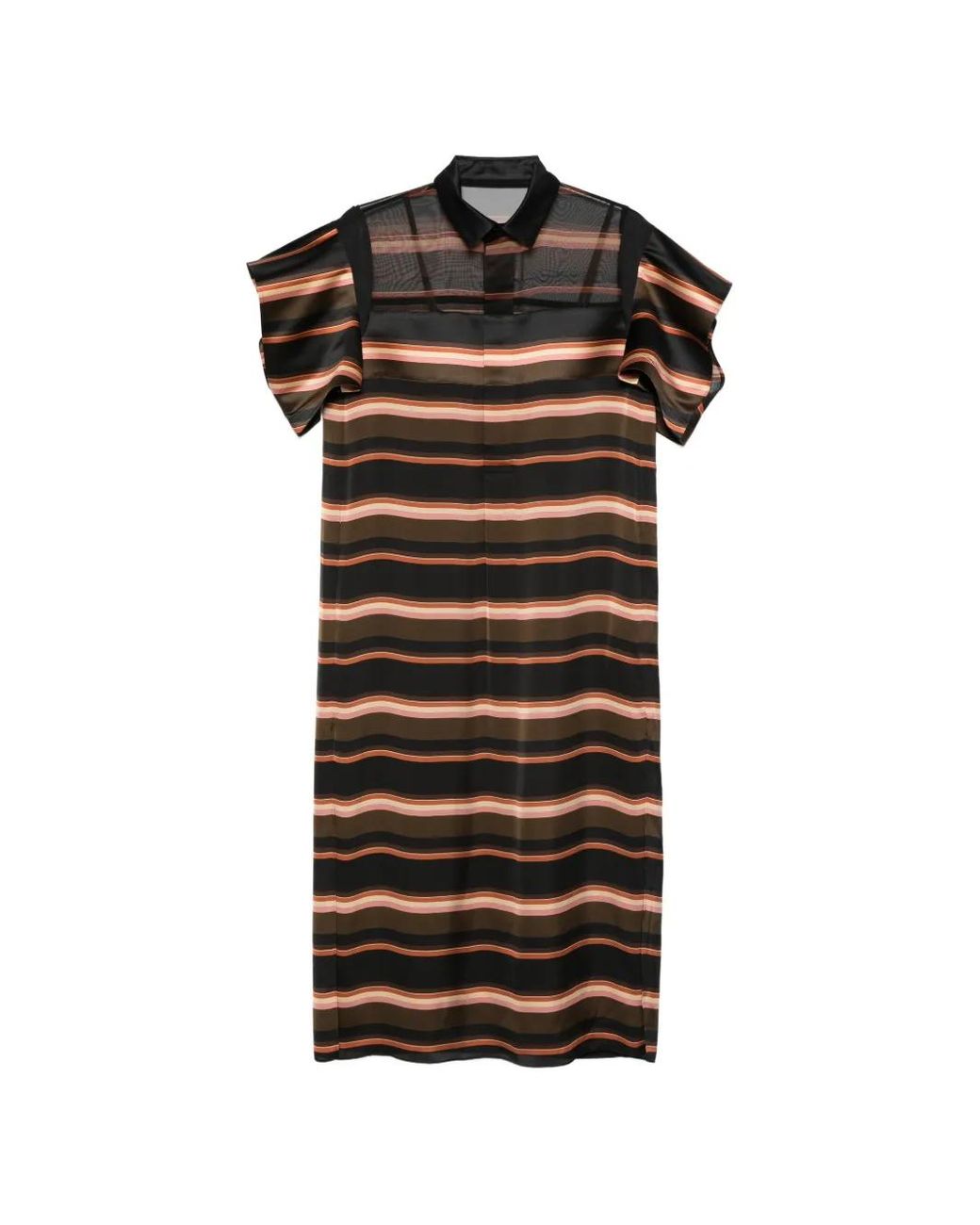 Sacai Black Striped Long Dress