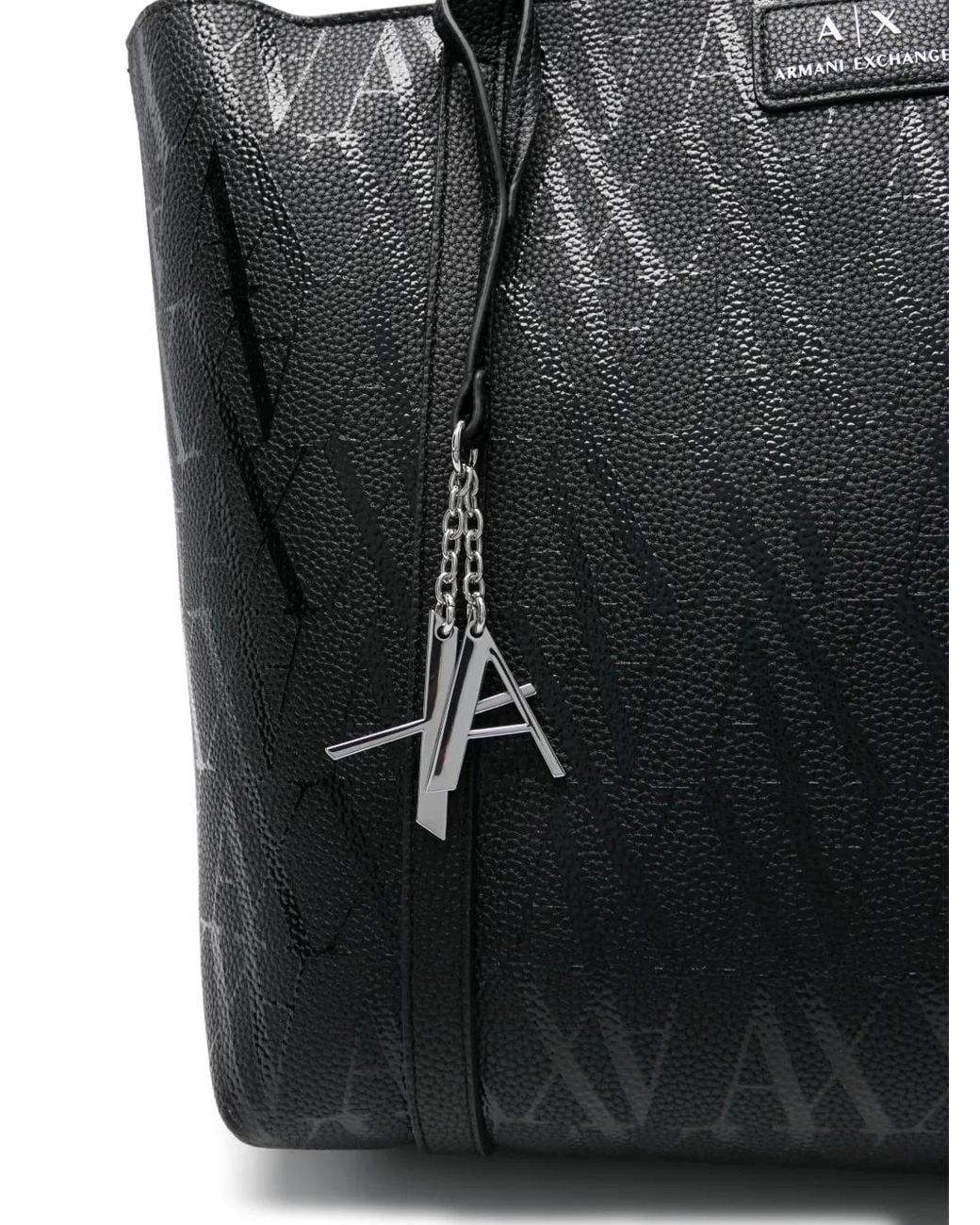 ARMANI EXCHANGE Black Logo-Pattern Tote Bag