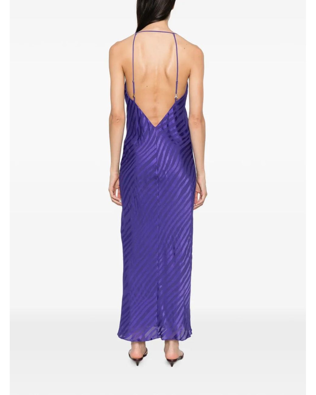Patrizia Pepe Purple Dévoré-Stripe Slip Dress