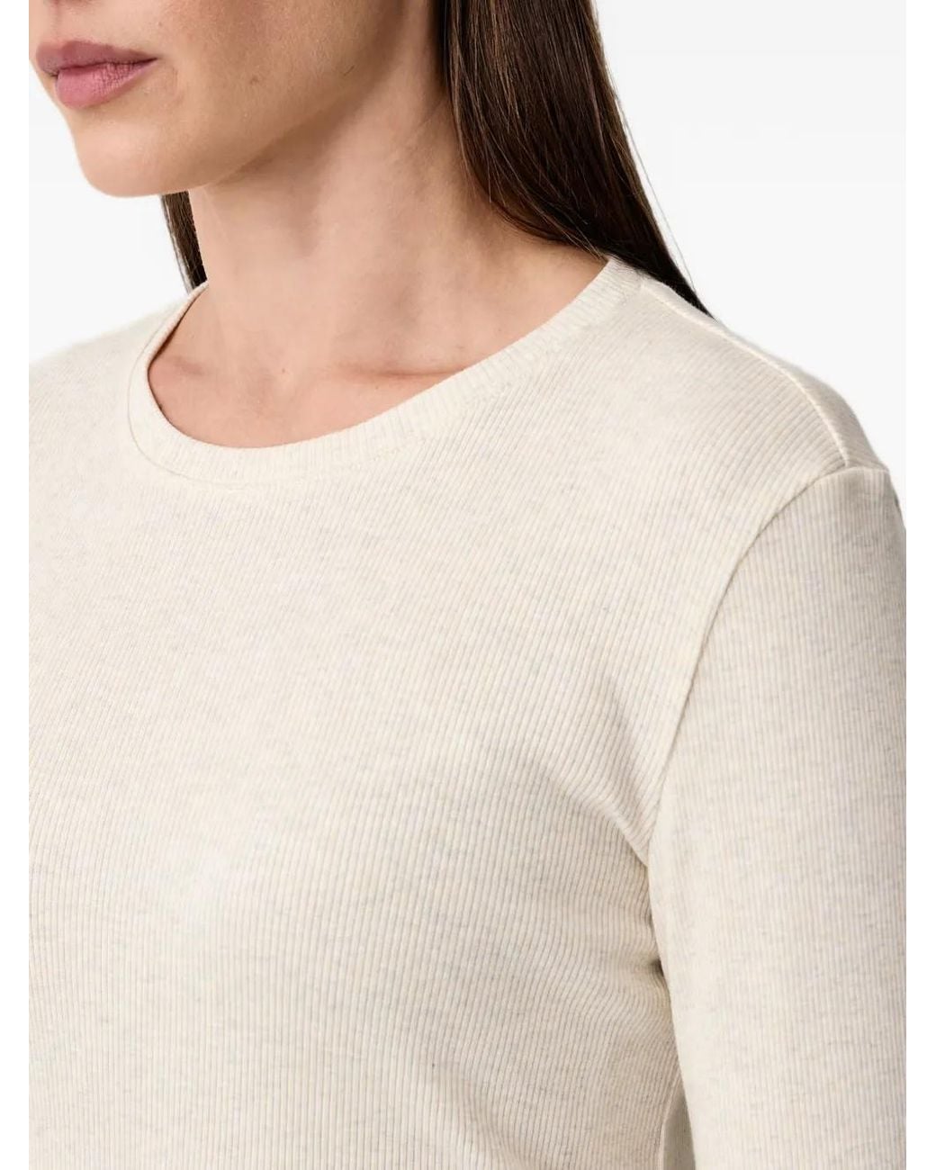 Marc O' Polo White Ribbed-Knit Long-Sleeve Top