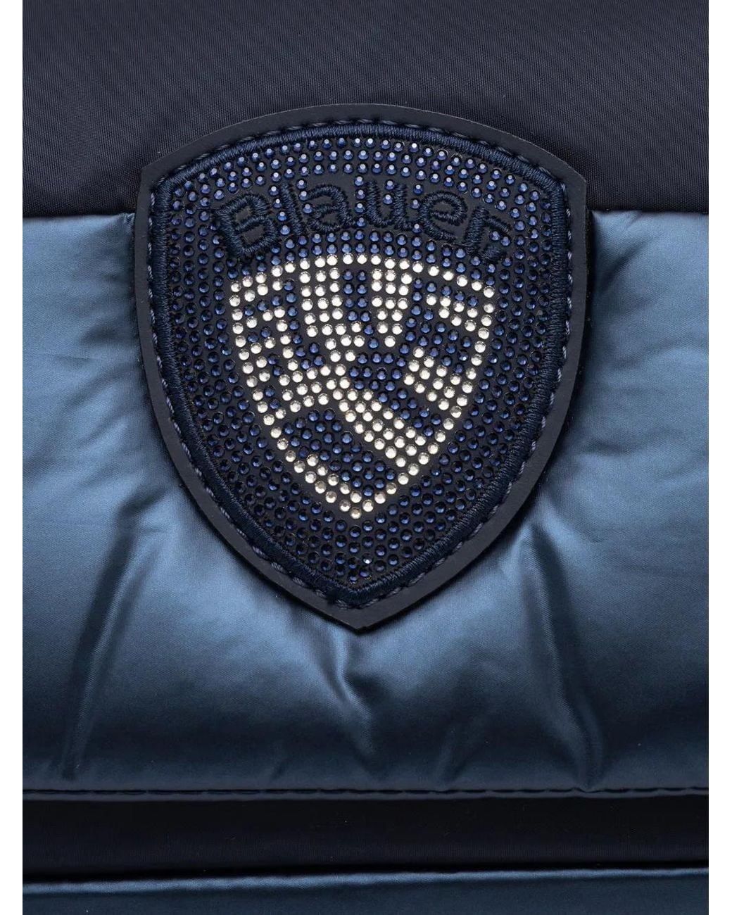 Blauer Blue Wattierte Schultertasche Mit Logo-Patch