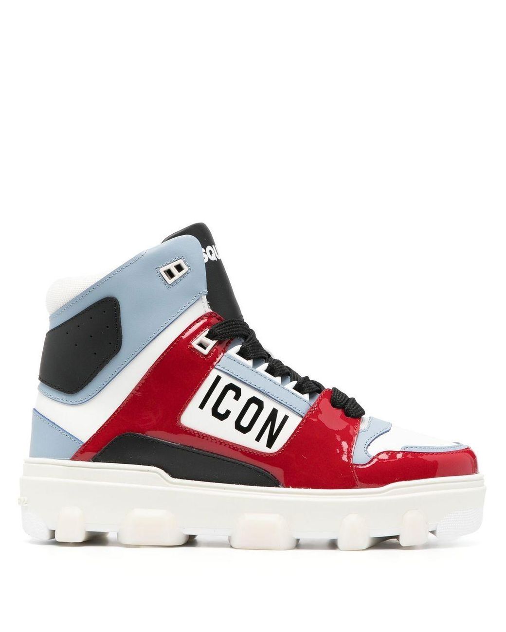 DSquared² Leather Logo Print High-top Sneakers in Red | Lyst