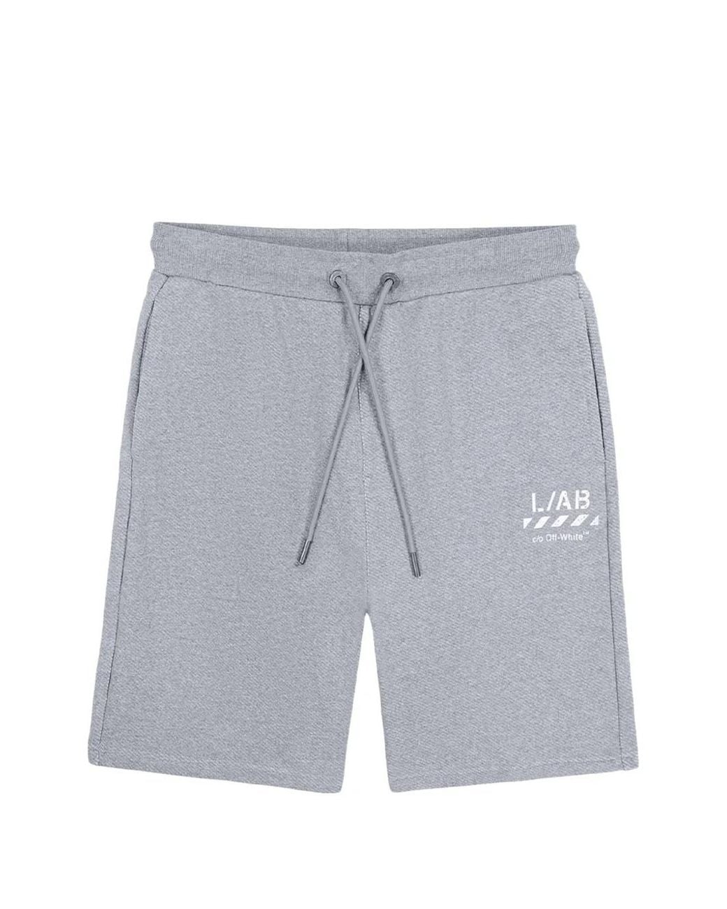 LAB C.O. OFF WHITE Gray Diag-Print Shorts for men