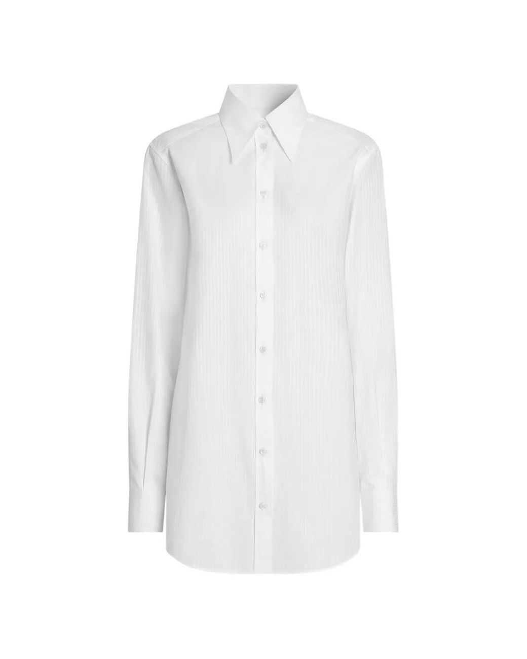 Dolce & Gabbana White Striped-Poplin Shirt