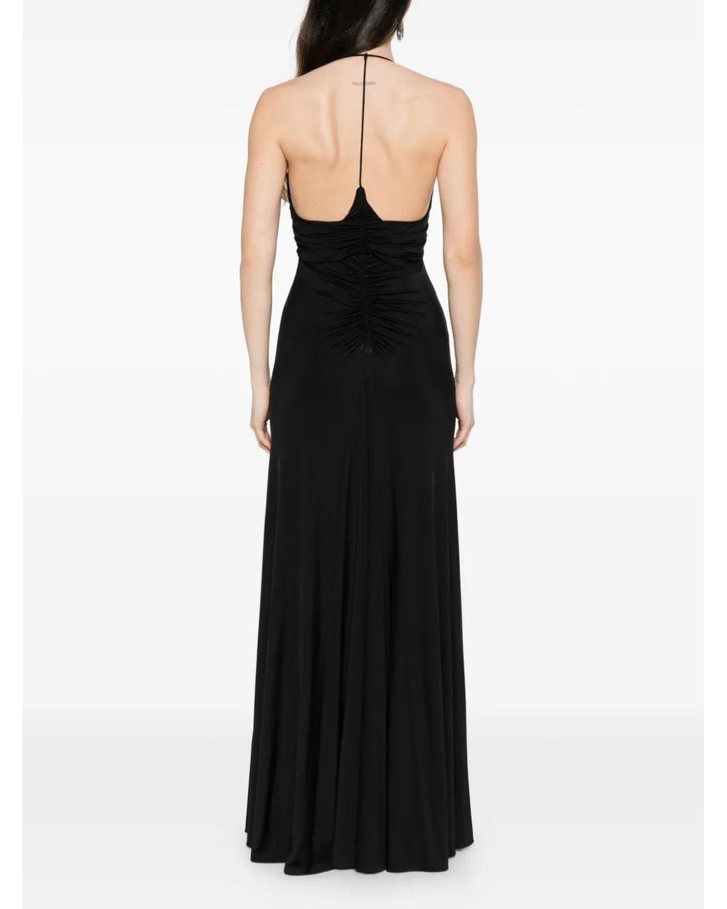 Self-Portrait Black Jersey Gathered Maxi Dress