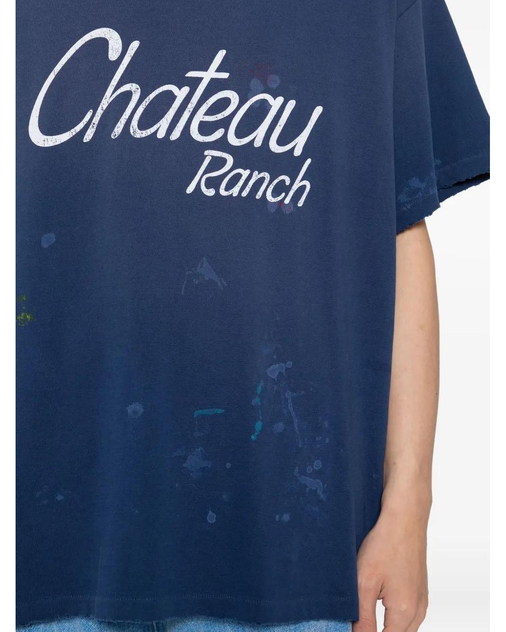 GALLERY DEPT. Blue Logo-Print Paint-Splatter T-Shirt for men