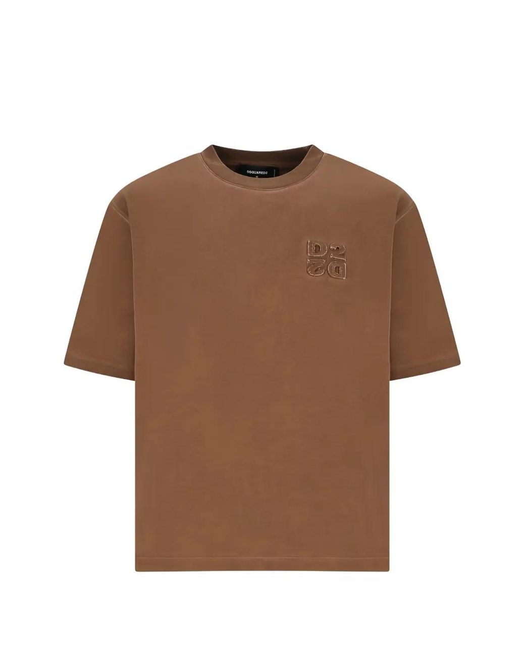 DSquared² Brown Logo-Patch Loose-Fit T-Shirt for men