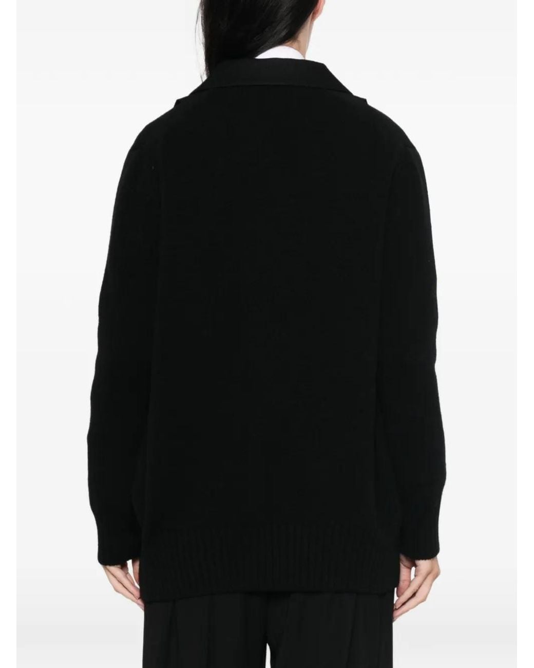 Sacai Black Double-Breasted Layered Cardigan