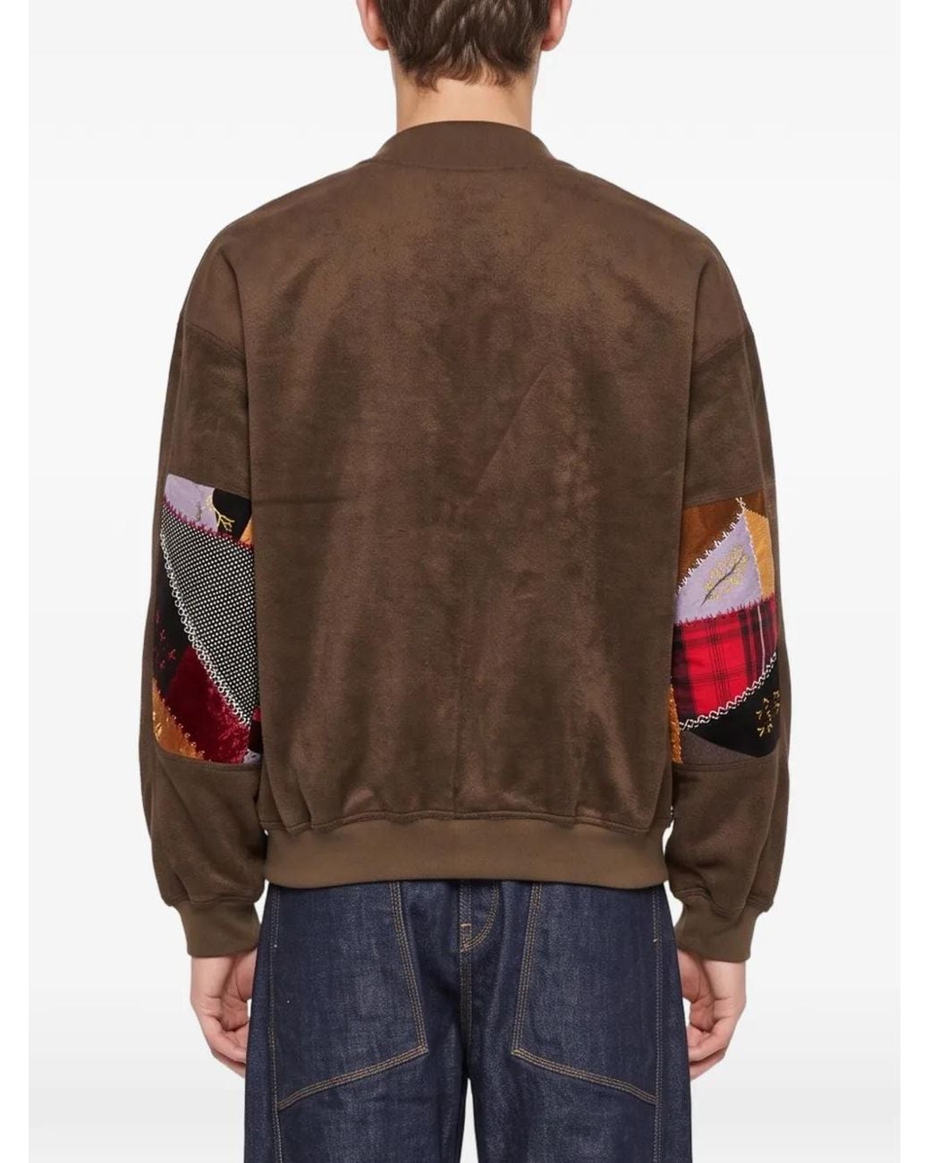 KHOKI Brown Patchwork Fleece Sweatshirt for men
