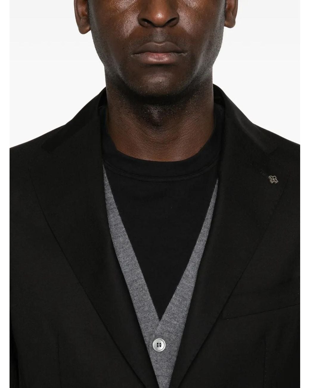 Tagliatore Black Chest-Pocket Blazer for men