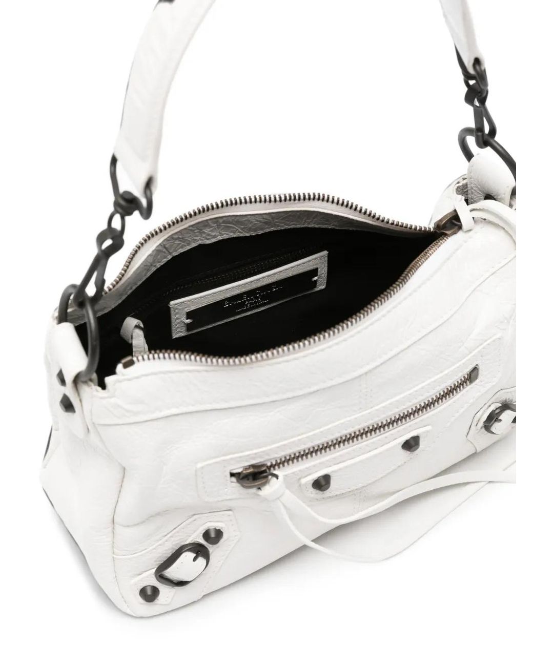 Balenciaga White Le City Moto Mini Shoulder Bag