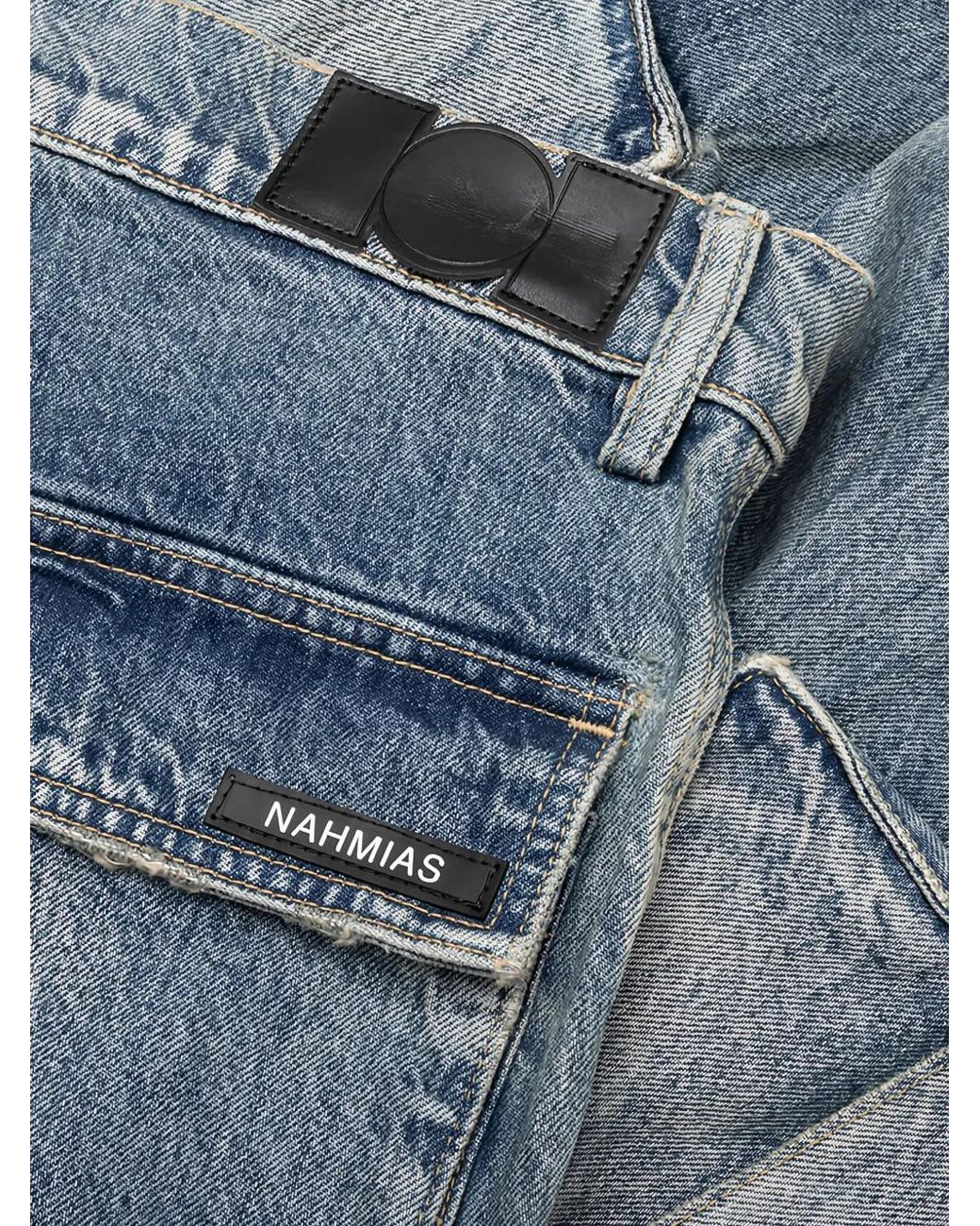 NAHMIAS Blue Logo-Patch Cargo Jeans for men