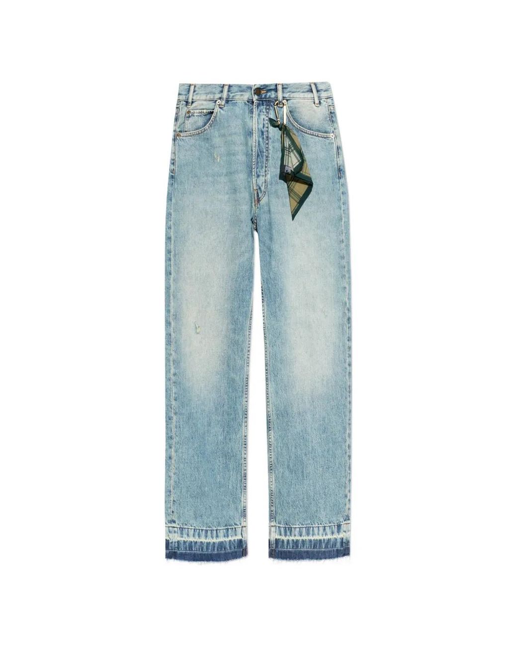DARKPARK Blue Frayed Button Jeans for men