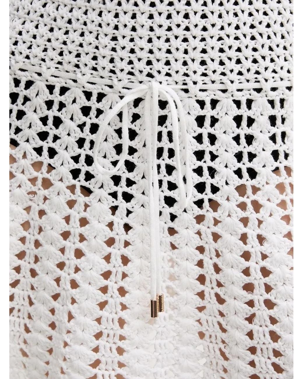 Melissa Odabash White Annalise Ruffled Crochet Mini Dress