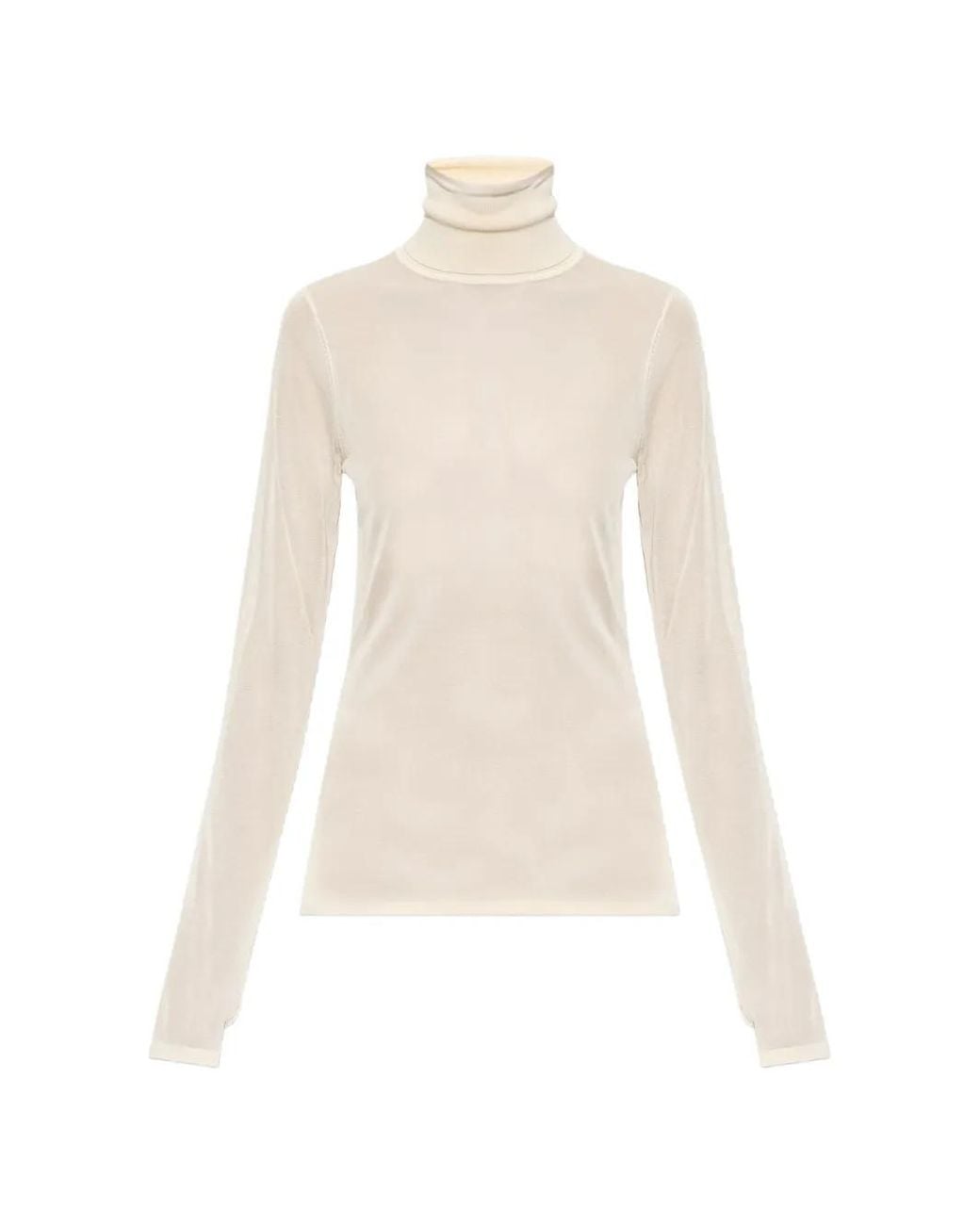 Zimmermann White Sheer Roll-Neck Top