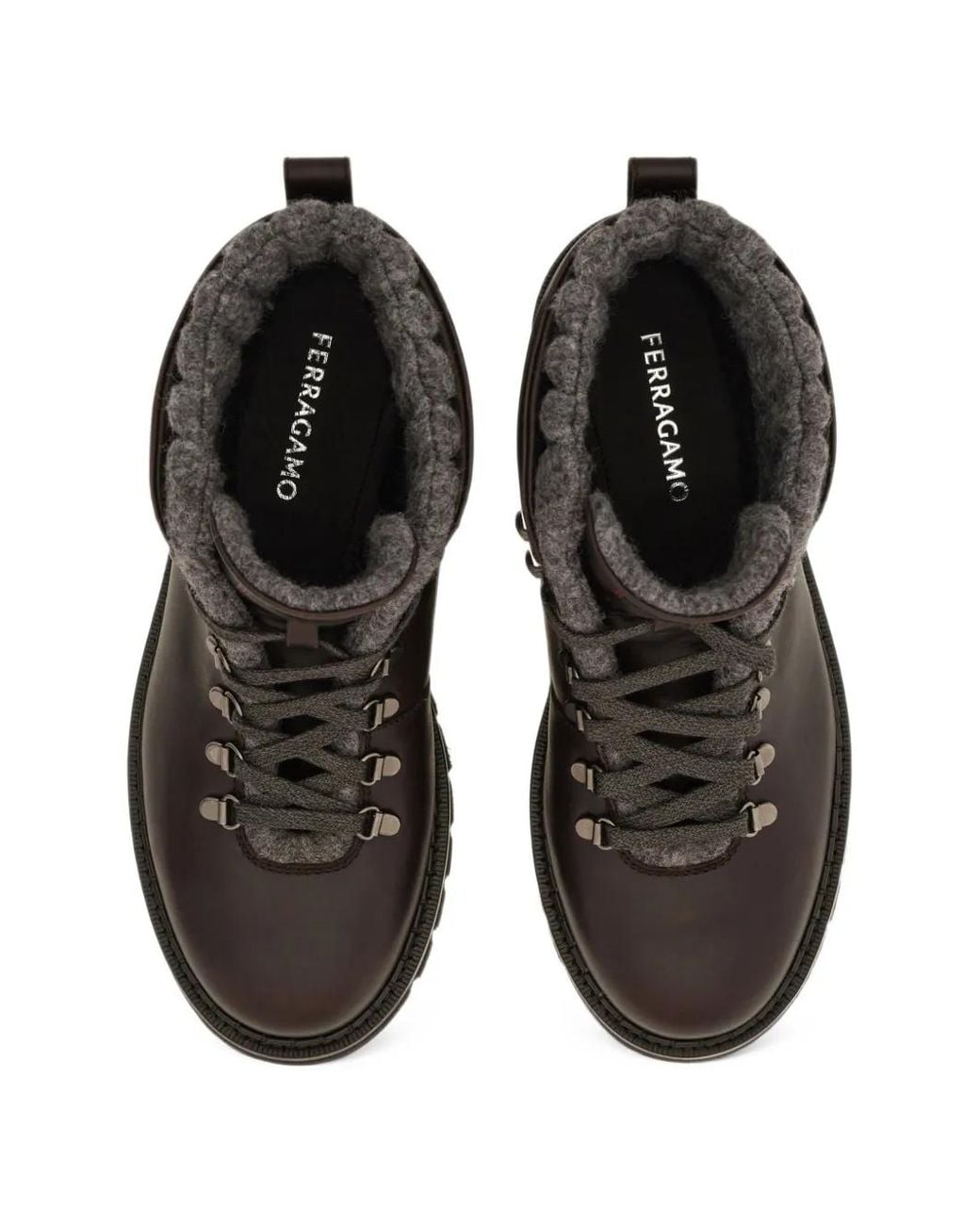 Ferragamo Brown Wool-Lined Utility Boots for men