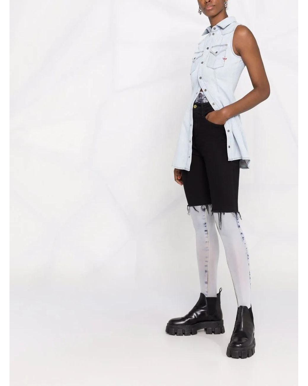 DIESEL White Trompe L'Oeil-Effect Leggings