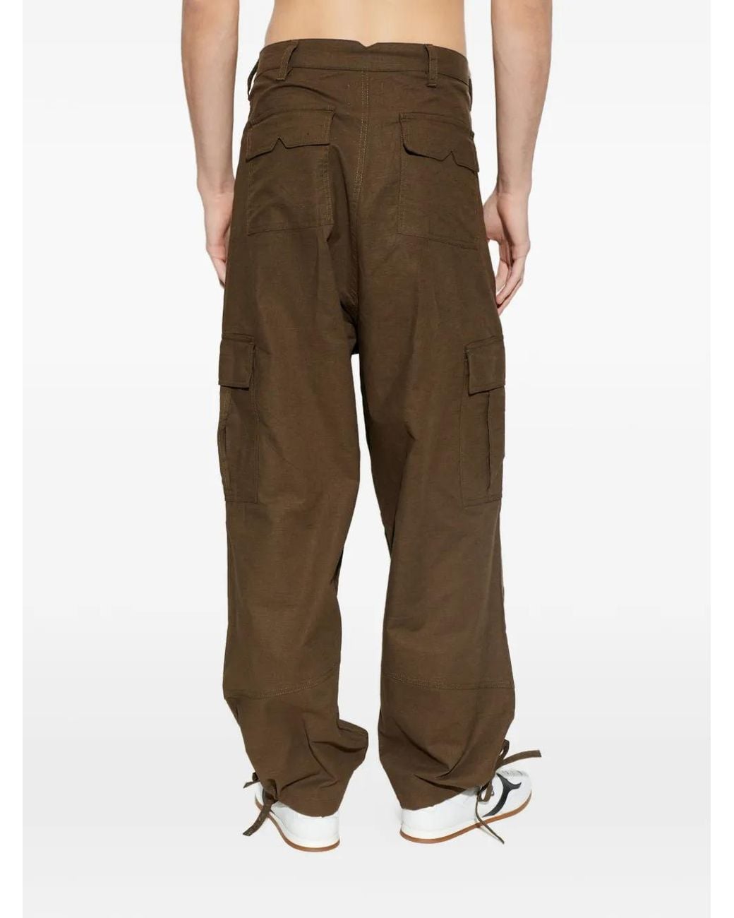 Rhude Natural Drawstring Cargo Trousers for men