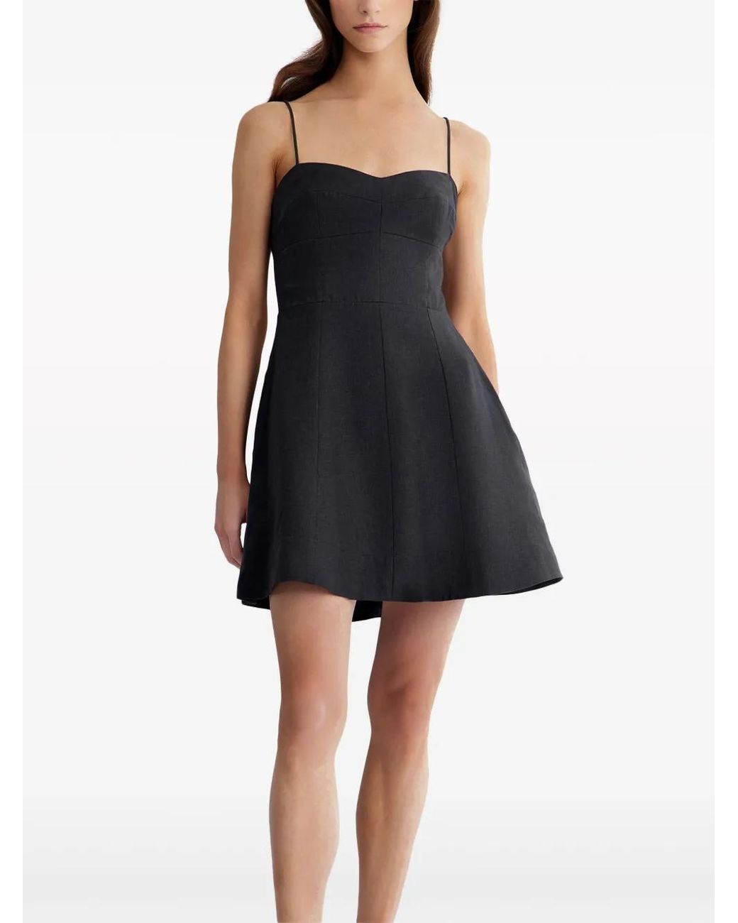 12 STOREEZ Black Slip Linen-Cotton Mini Dress