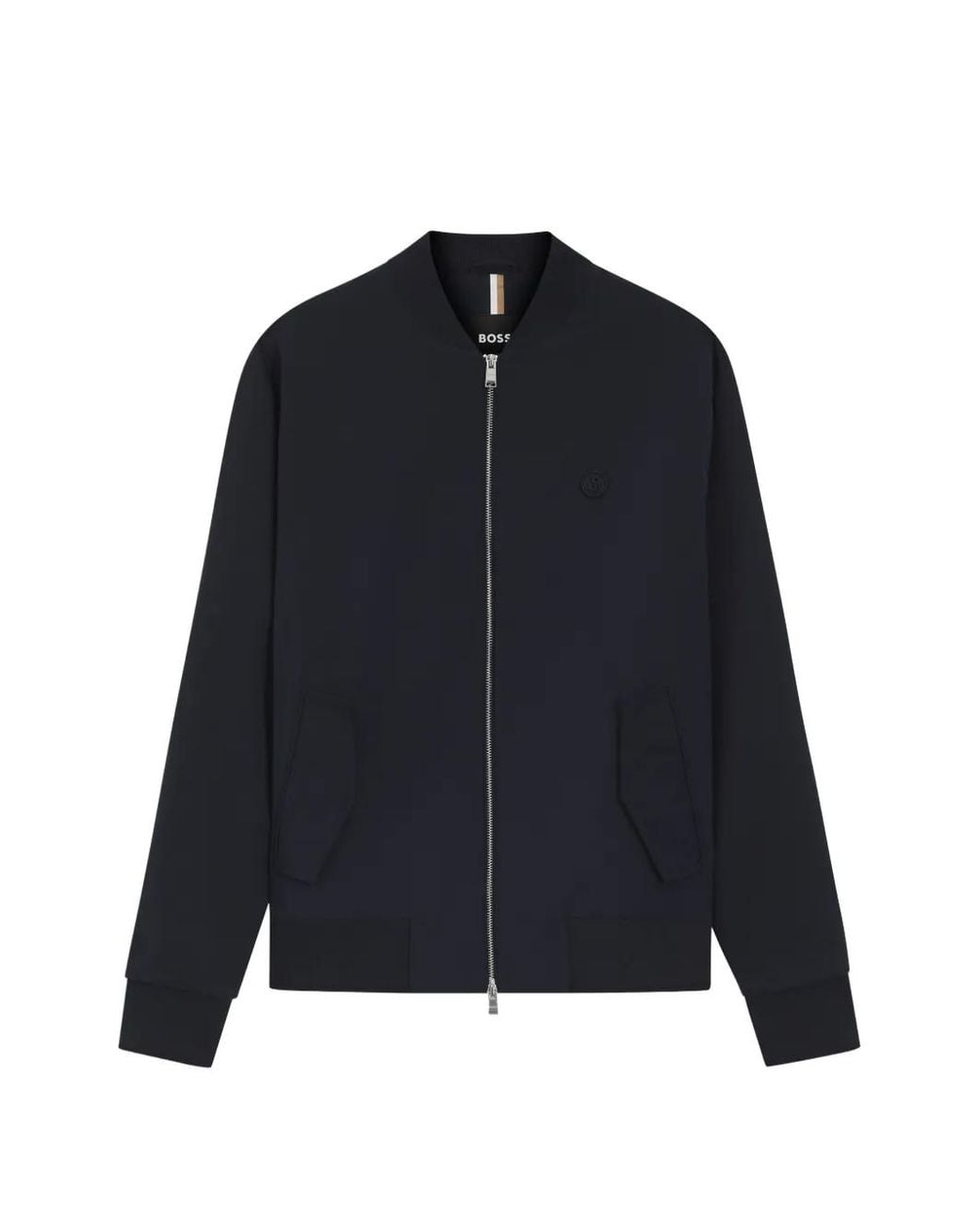 Boss Blue Mercerised-Cotton Zip-Up Sweatshirt With Double B Monogram for men