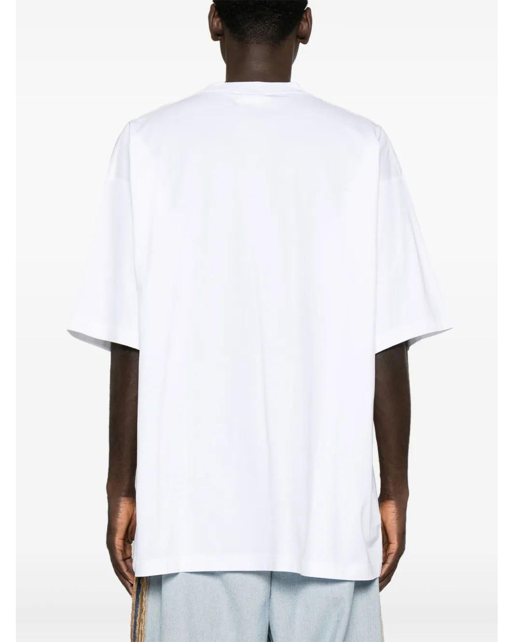 Vetements White Logo-Print Cotton T-Shirt