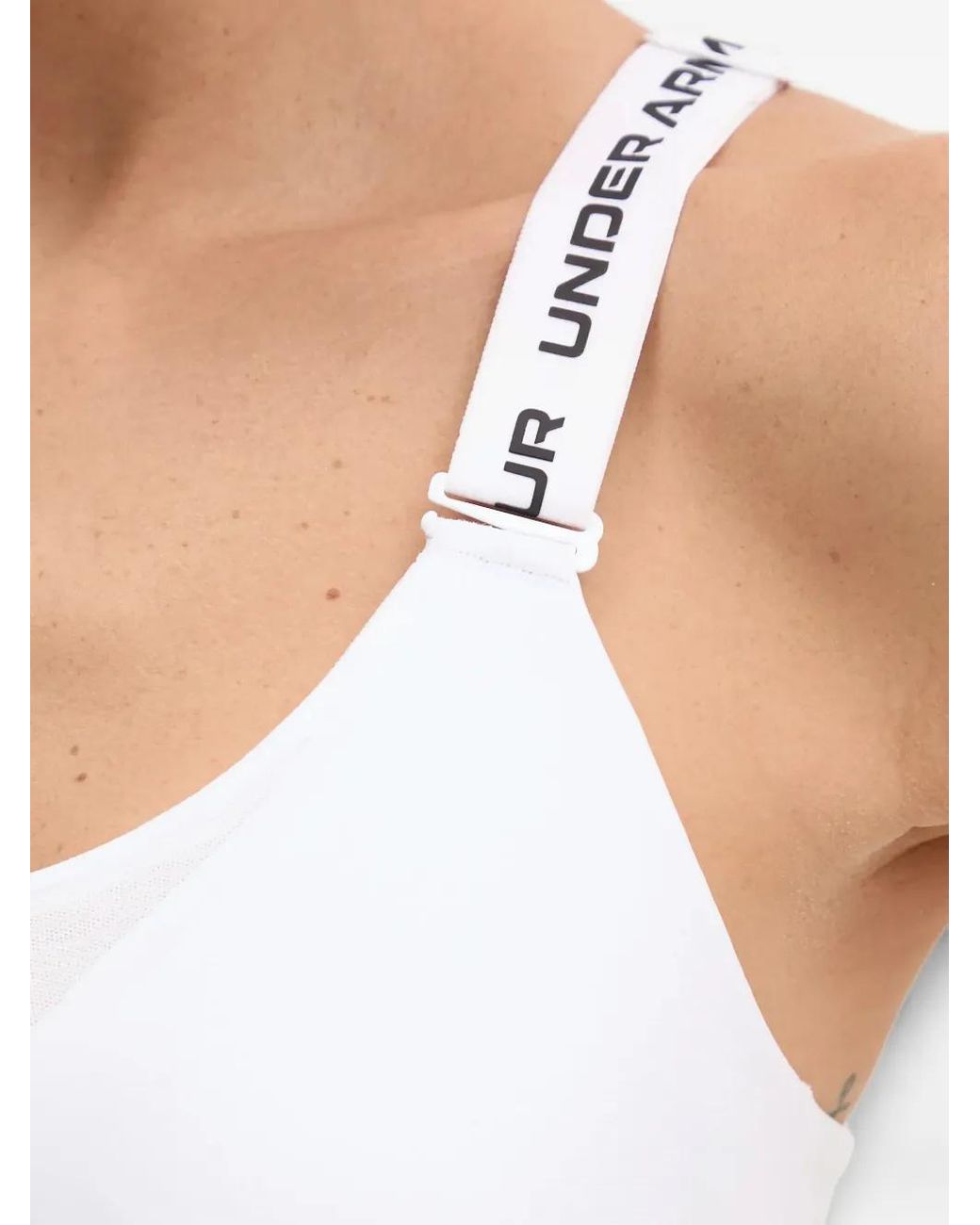 Under Armour White Infinity 2.0 High Logo-Tape Sports Bra
