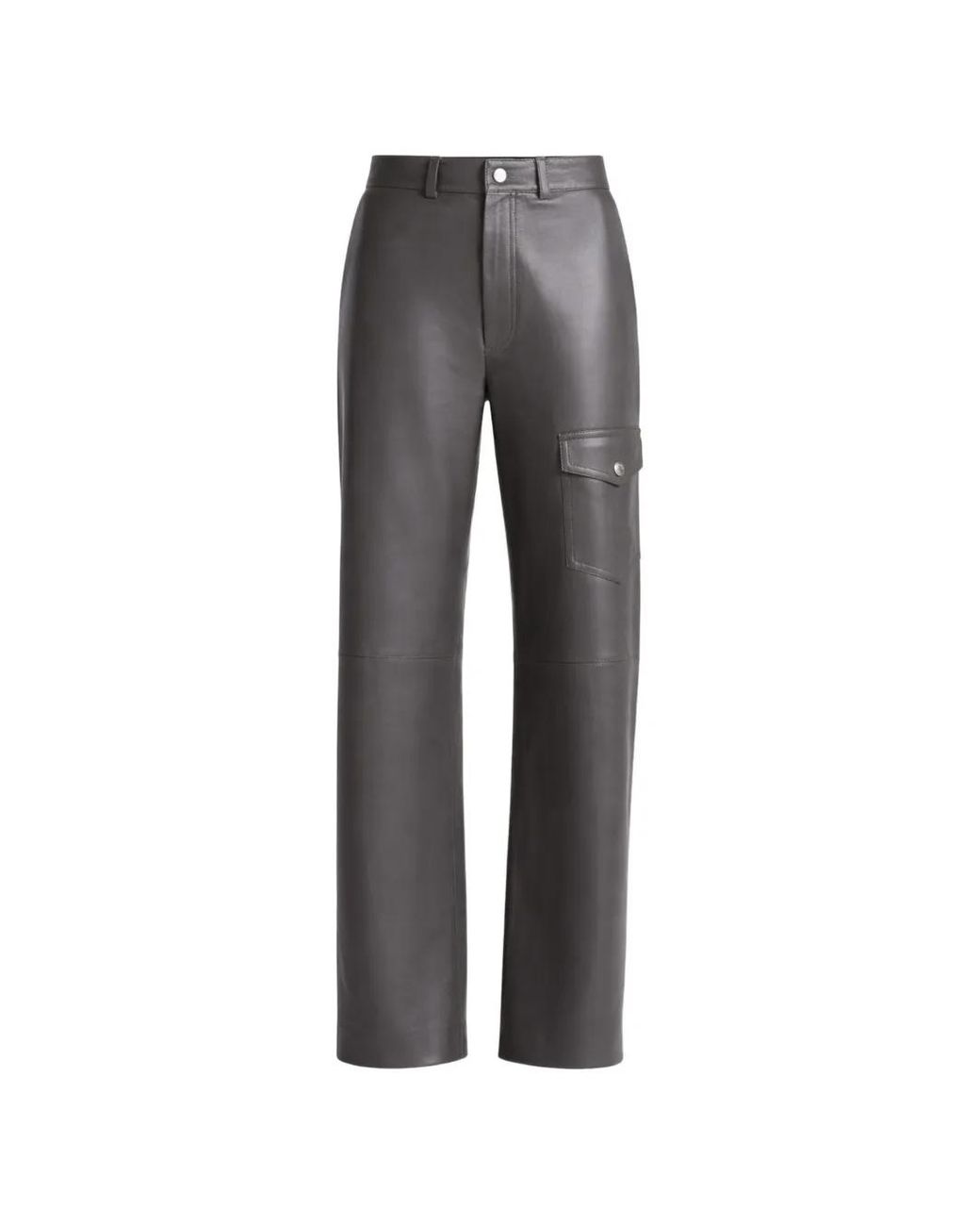 Nanushka Gray Cargo-Pocket Leather Trousers