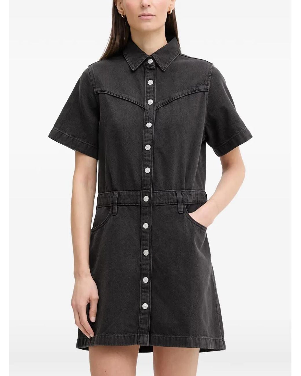 Levi's Denim Button-Up Mini-Jurk in het Black