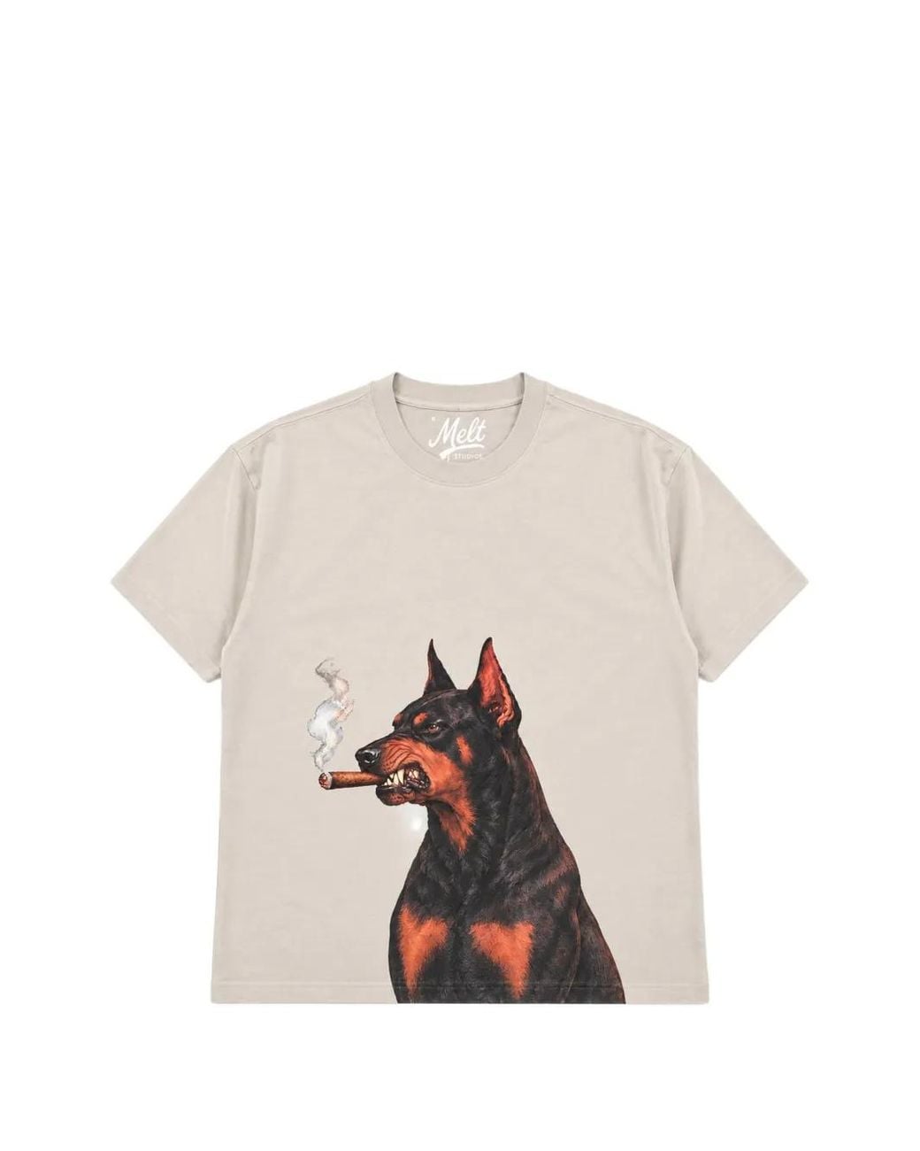 Melt White T-Shirt En Coton À Imprimé Chien for men
