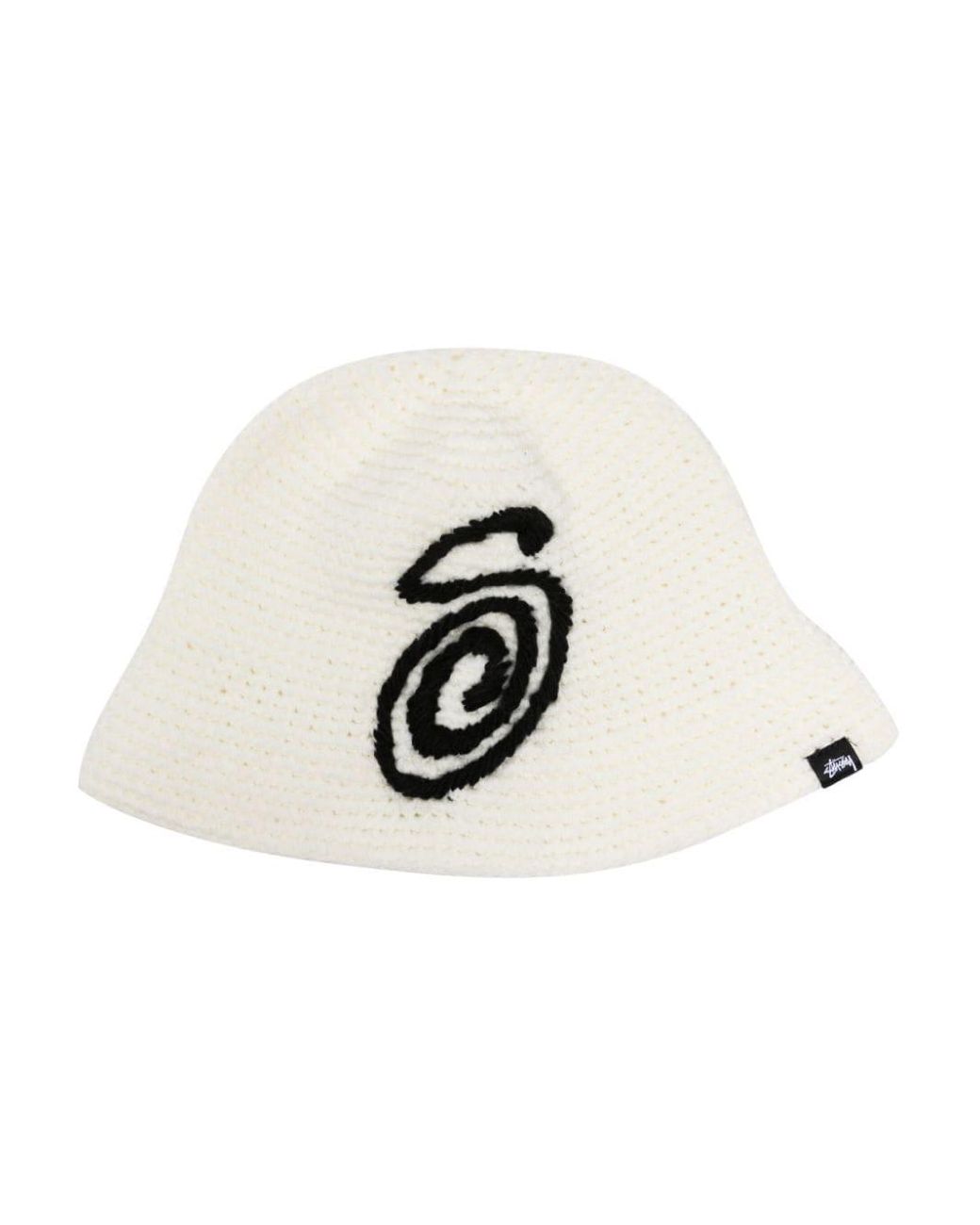 Stussy Swirly S Knitted Bucket Hat in White | Lyst