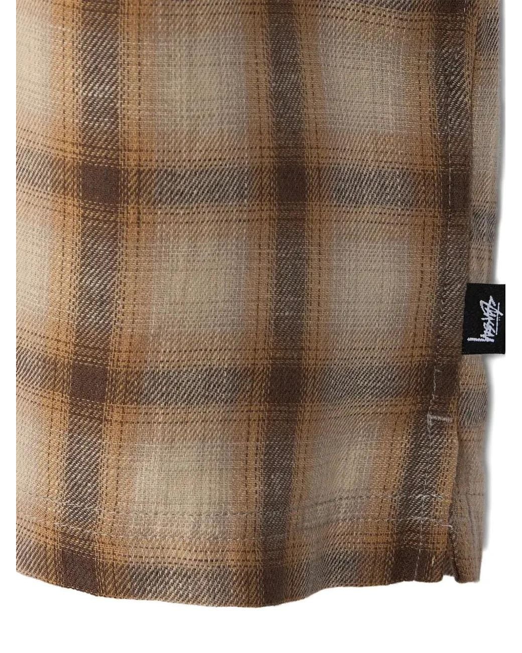 Stussy Natural Plaid Short Sleeve Shirt for men