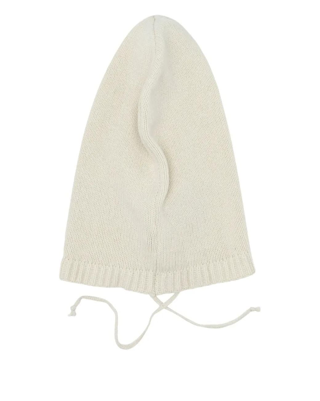 VIETTI MERCHANDISE White Drawstring Cashmere Balaclava