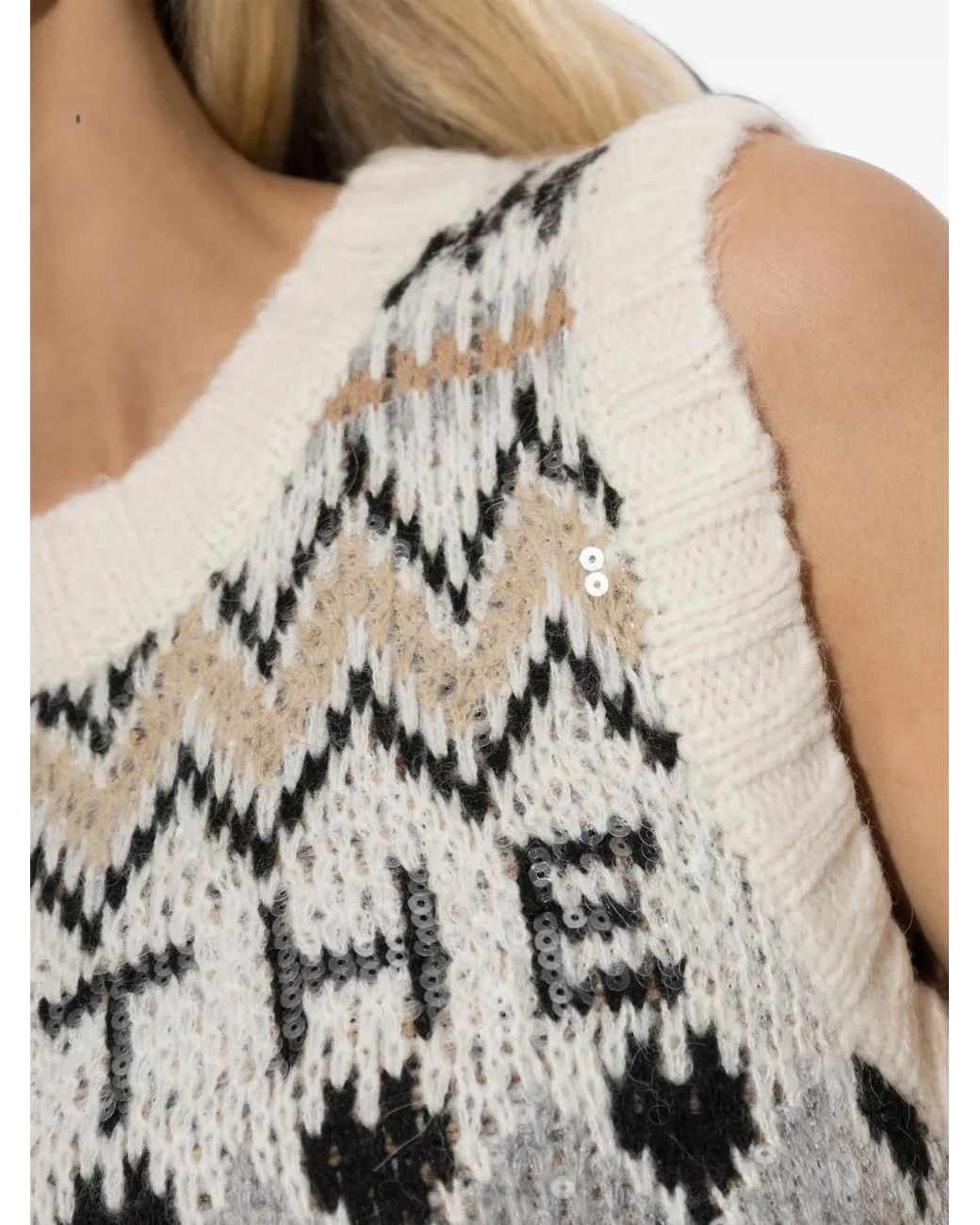 Munthe White Vitalism Round-Neck Knit Tank Top