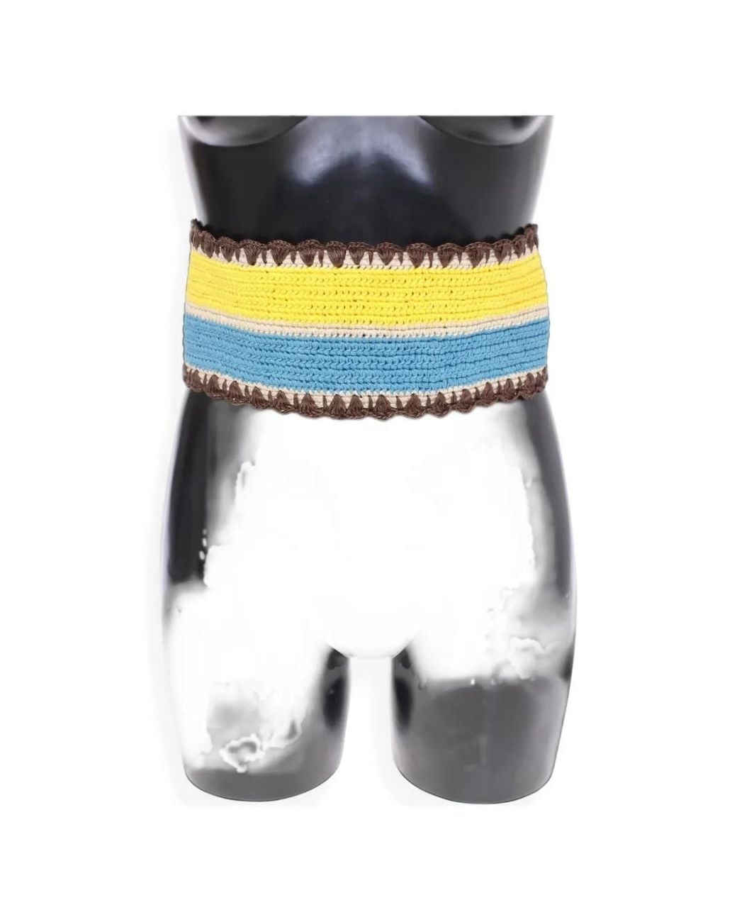 Dolce & Gabbana Yellow Striped Crochet Belt for men