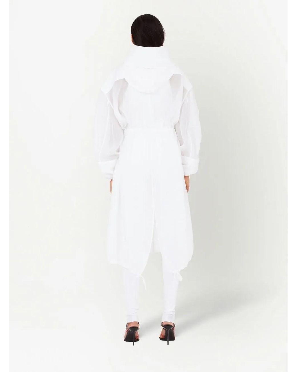 Ferragamo White Lightweight Silk Parka