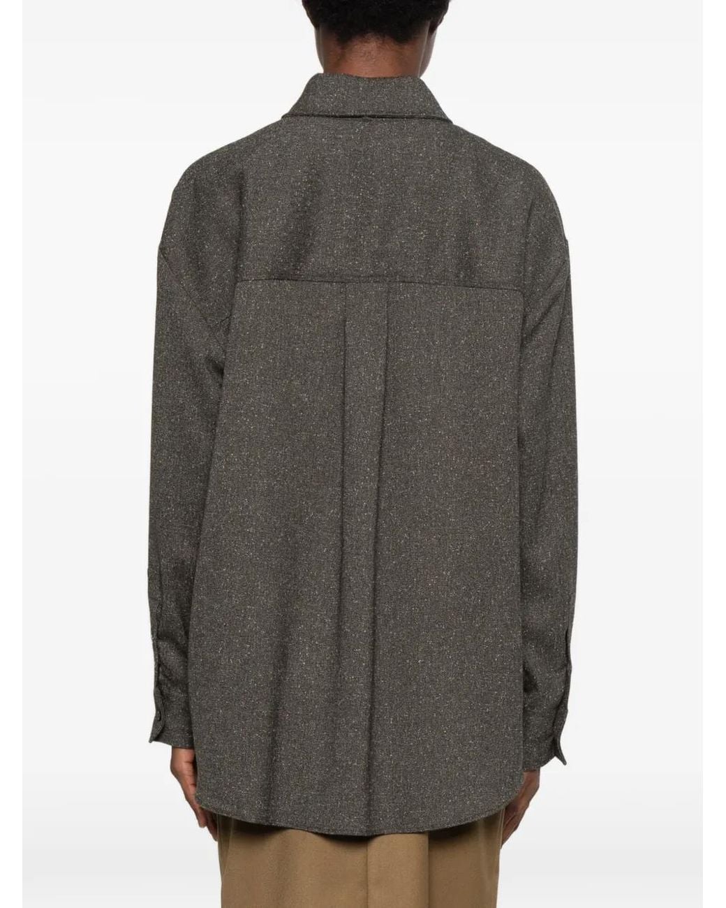 Manuel Ritz Gray Mélange-Effect Tie-Detail Shirt